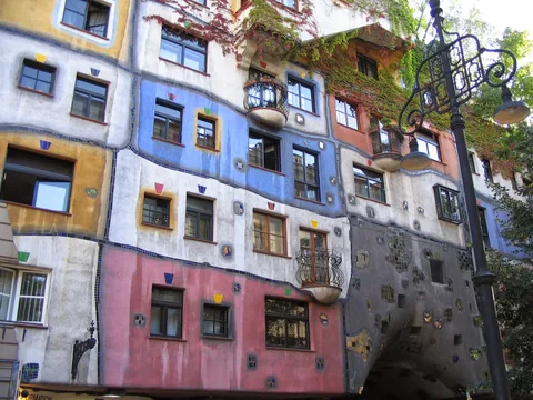 Colourful facade of Hundertwasserhaus Vienna