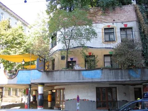 Exterior details of Hundertwasserhaus Vienna